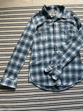 Converse Blue & White Plaid Button-Down Shirt - Casual Long Sleeve